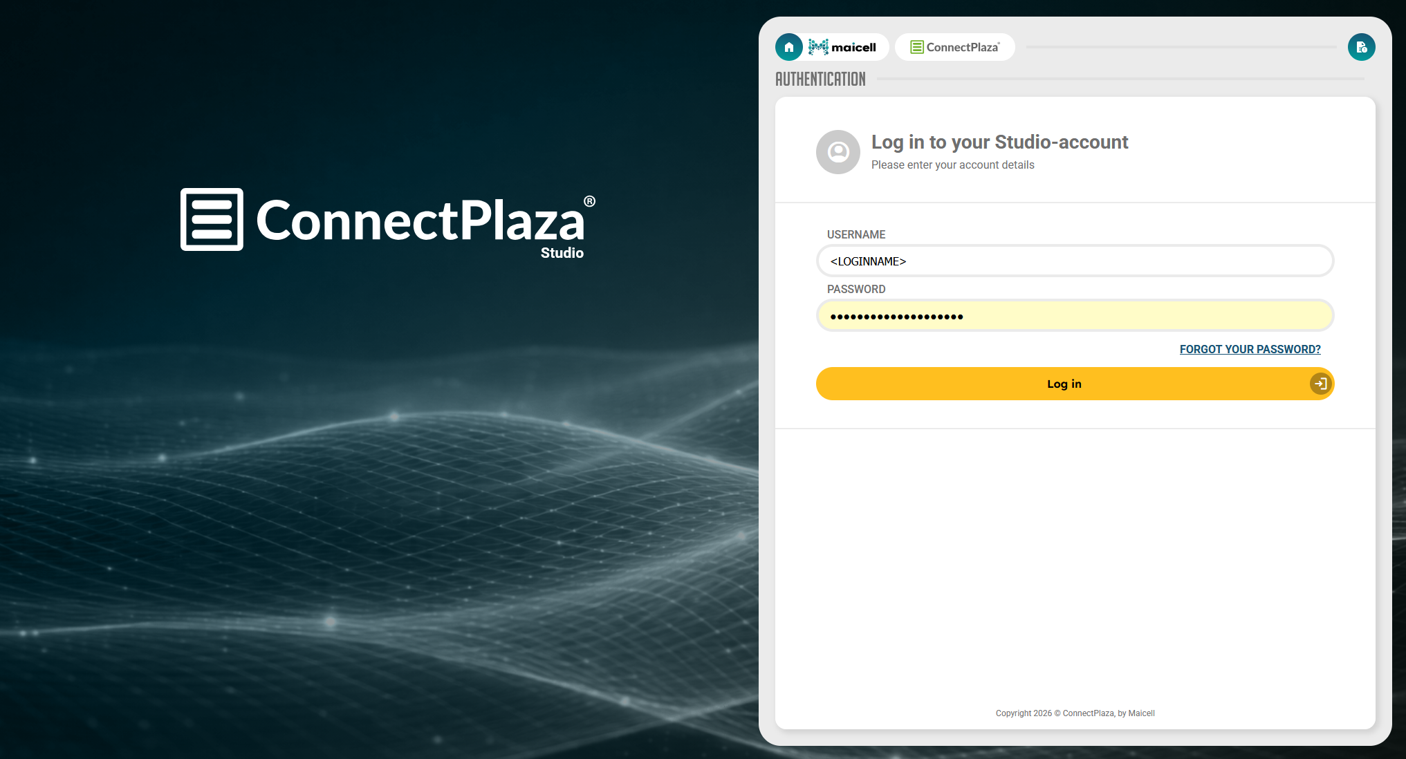 Login page