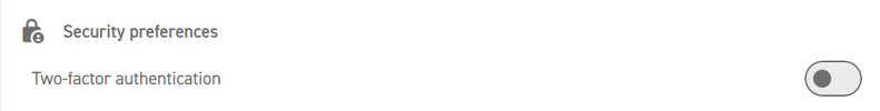 The Two-factor authentication toggle
