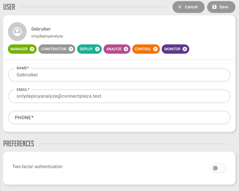 The User panel