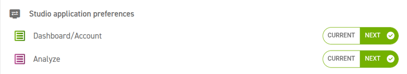 The Studio application preferences